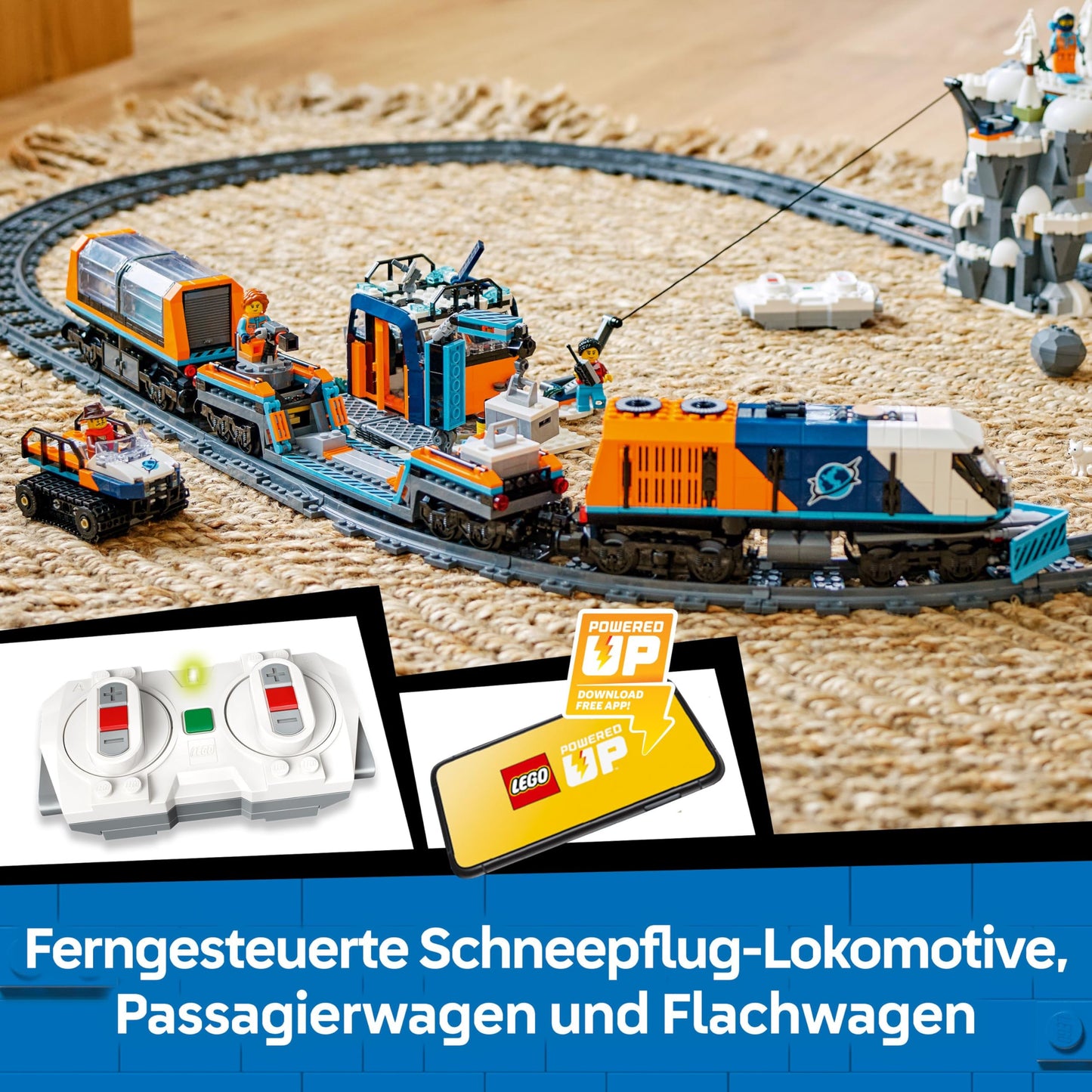 LEGO City Trains Arctic Polar Express - Toy with remote-controlled train - Snowplow, 22 track segments, 6 minifigures & rockslide function - Gift for boys & girls ages 7 and up - 60470