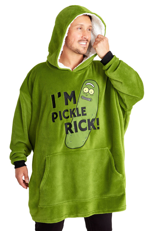 RICK AND MORTY hoodie, Oversized fleece hoodie blanket with sleeves for men and teenagers - Gifts for fans (Green Long)