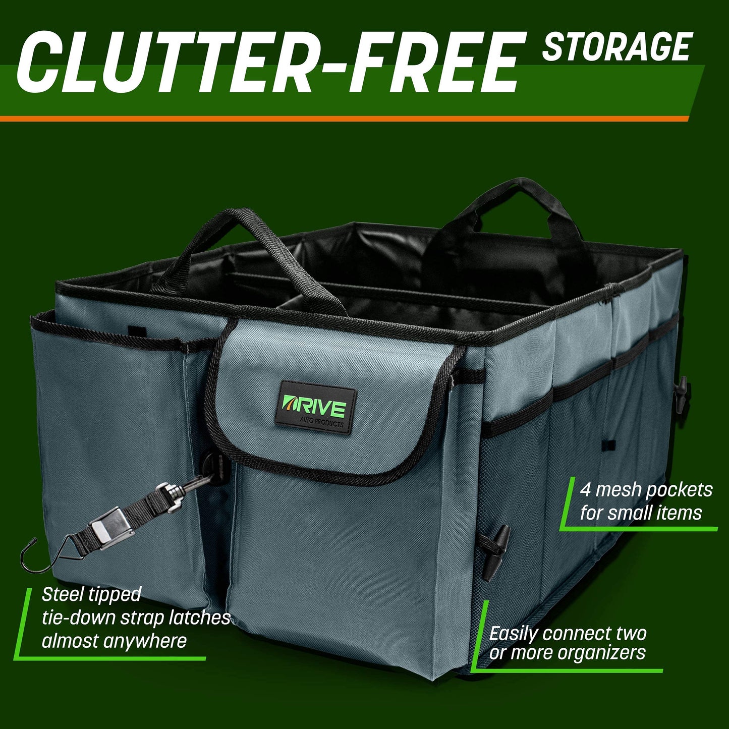 Drive Auto Products, Car Organizer - Trunk Organizer - Trunk Bag with Straps - Handy Car Foldable Box - Sturdy Bag with Multiple Compartments.