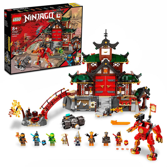 LEGO 71767 NINJAGO Ninja Dojo Temple from Masters of Spinjitzu, building set with 5 rooms, includes 8 minifigures like Lloyd, Kai, and snake action figures, ninja toy for kids 8+.