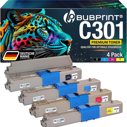 Bubprint 4 Toner compatible as replacement for Oki C301 C301DN C321 C321DN MC332 MC332DN MC340 MC342 MC342DN MC342DNW - 44973536 44973535 44973534 44973533 Set