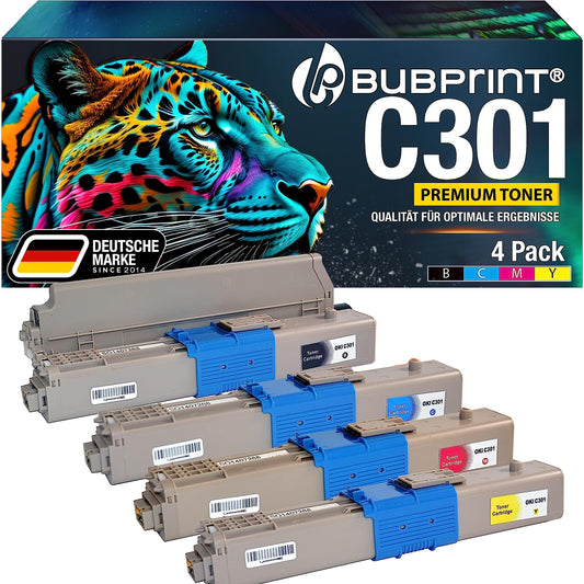 Bubprint 4 Toner compatible as replacement for Oki C301 C301DN C321 C321DN MC332 MC332DN MC340 MC342 MC342DN MC342DNW - 44973536 44973535 44973534 44973533 Set