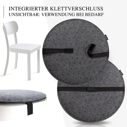 Ampara - Set of 4 - Elegant round chair cushions 40cm - non-slip & comfortable, round felt seat cushions, grey