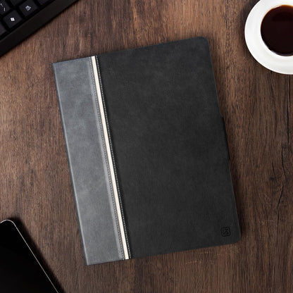 KingBlanc case for iPad (A16) 11th Generation 11 inch 2025, iPad 10th Generation 10.9 inch 2022 with pen holder, vegan leather protective cover, auto sleep/wake & adjustable stand, black