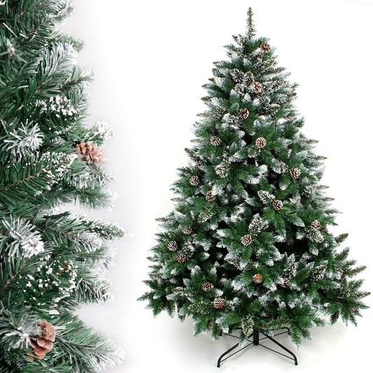 Yorbay artificial Christmas tree Pine tree with stand 120cm-240cm for Christmas decoration Reusable (Christmas tree with snow, 180cm)