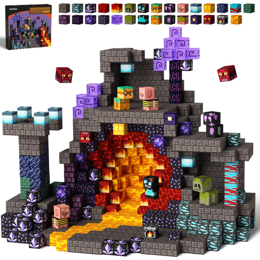 GobiDex Magnetic Building Blocks 100 Pieces, MagWonder Build with Shadow Crypt Magnetic Blocks, Game-Based STEM Montessori Toy for Kids 3 and Up, Gift for Boys and Girls