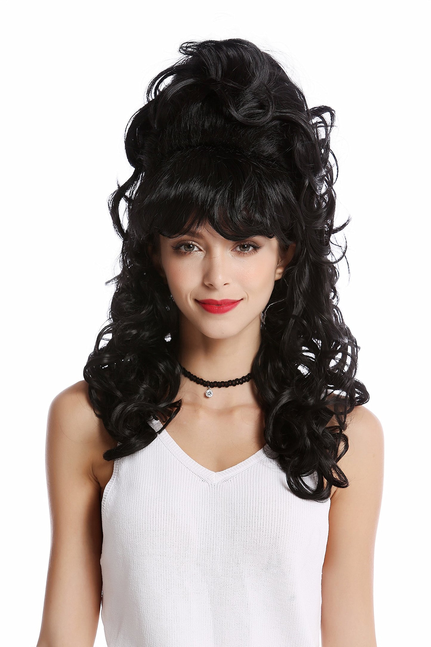 WIG ME UP - GF-W2418-1B Wig Women's wig Baroque 60s retro huge Beehive updo Curly long bangs black