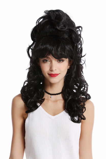 WIG ME UP - GF-W2418-1B Wig Women's wig Baroque 60s retro huge Beehive updo Curly long bangs black