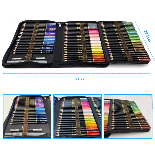 tvfly 72 Professional Watercolor Pencils, Watercolor Pencils with Premium Black Zipper Case Easy to store and protect colored pencils Ideal set for artists, adults, and children