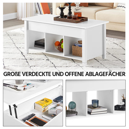 Yaheetech Coffee Table Height Adjustable Lift Top Table Hidden Storage Side Table Wooden Sofa Table for Living Room White