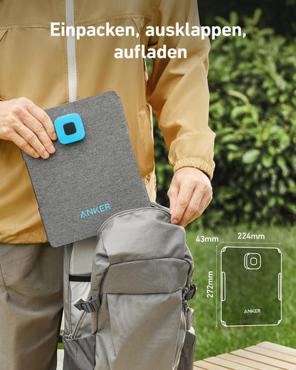 Anchor SOLIX PS30 Folding Solar Panel 30W, portable outdoor solar charger, IP65 Waterproof, fast charging for 2 devices simultaneously, for camping, hiking, outdoor.
