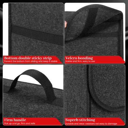 One in car organizer toolbag, trunk organizer made of felt with Velcro fixation, car accessory for tools & car care, car trunk organizer, trunk bag.