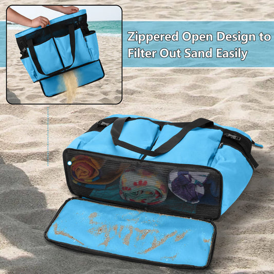 Fasrom Extra Large Mesh Beach Bag, Oversized Beach Tote for Beach Trip (Patent Pending), Blue