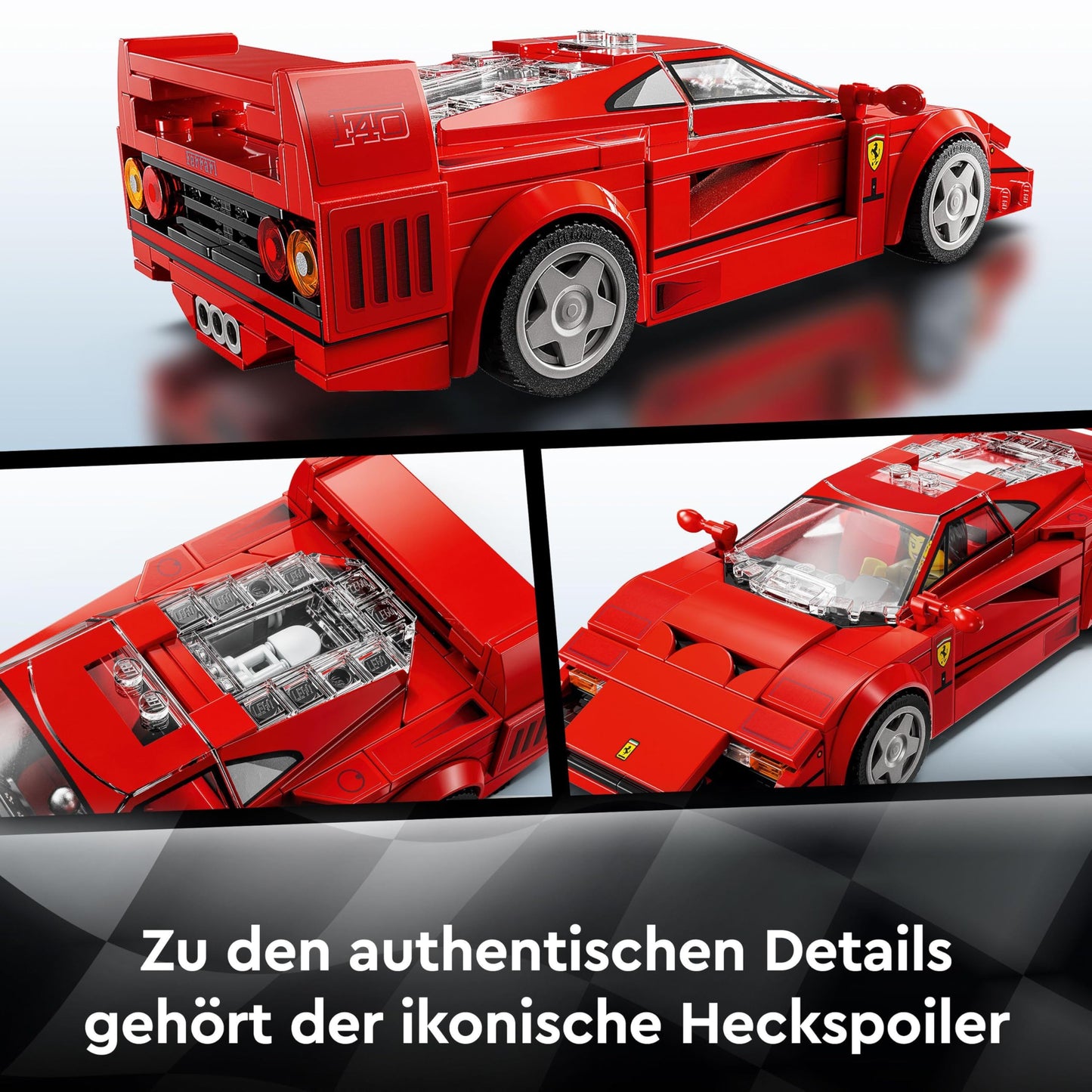 LEGO Speed Champions Ferrari F40 Supercar, set with buildable toy car and driver minifigure, collectible building kit for kids, great gift for boys and girls 76934.