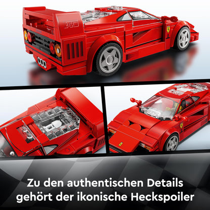 LEGO Speed Champions Ferrari F40 Supercar, set with buildable toy car and driver minifigure, collectible building kit for kids, great gift for boys and girls 76934.