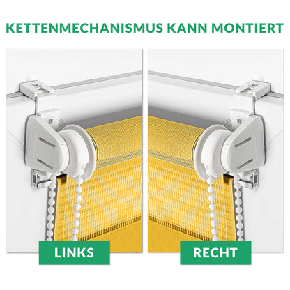 Estika Double Roller Blind Clamp Fix without drilling - 105 cm x 220 cm - Sunny - 27 fabric colors, day and night duo roller blind, blinds for windows without drilling, window privacy (105 cm fabric width)