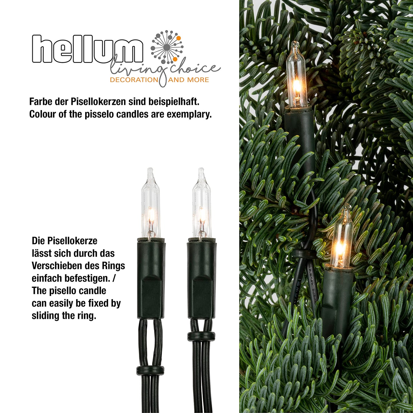 Illuminated indoor string lights powered by electricity, mini string lights with 100 clear warm bulbs, 14.85m lit up, green cable with 100 lights and plug for Christmas <59 lumens 839012