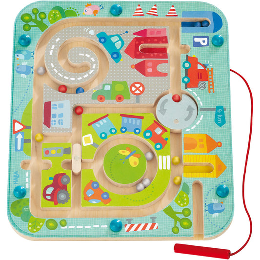 HABA 301056 - Magnetic Game City Labyrinth, educational wooden toy for children from 2 years, trains logic and fine motor skills & 306083 - Magnetic Game Orchard, motor skills game