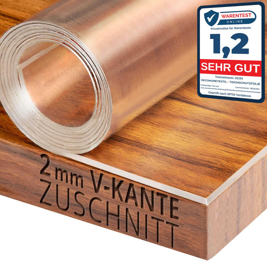 2mm beveled V-edge clear table protection film, high-gloss protective film for tablecloths. Size options available. Rectangular 120 x 50 cm table cover.