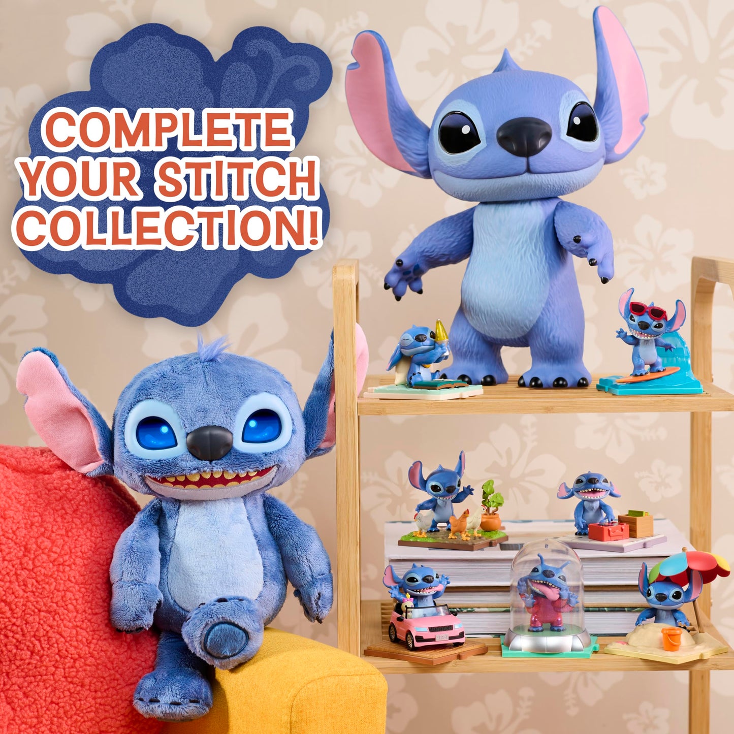 Just Play Disney Stitch Live-Action 35.6 cm tall Larger Than Life vinyl figure, with 3 points of articulation for play and display. Moveable figure, suitable for kids 3 years and older.