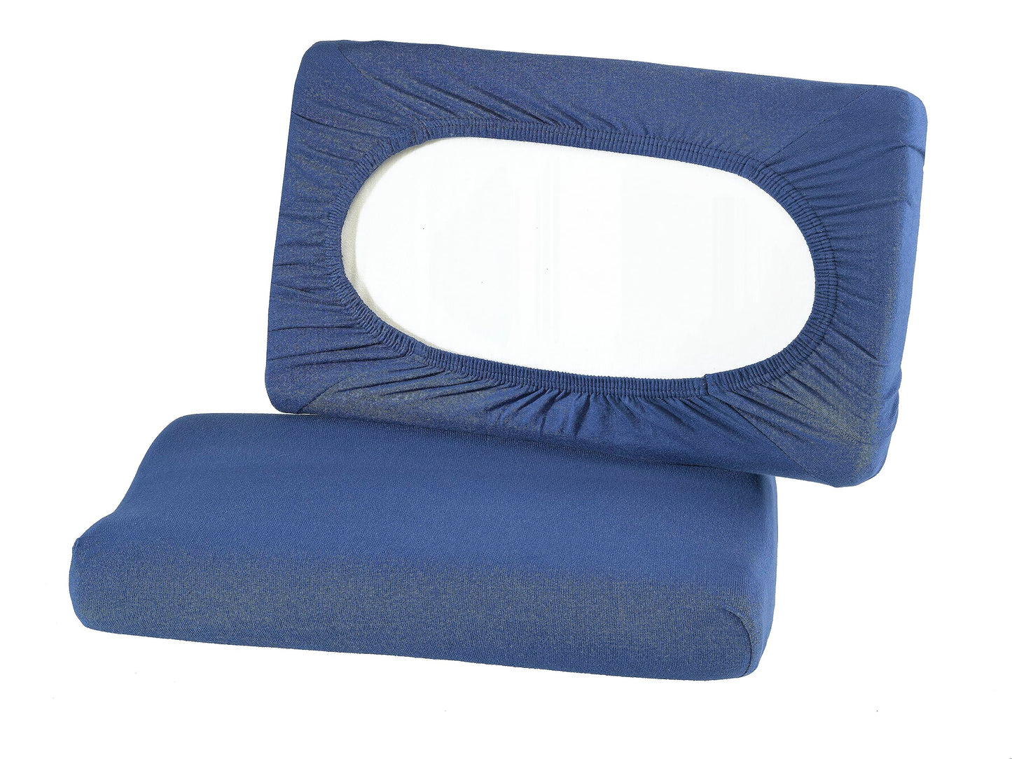 BaSaTex Bio Pillowcases 2 Pack for Neck Pillows and Health Pillows | 97% GOTS-Certified Cotton + 3% Elastane | approx. 45-60 x 30-40 cm – 20 cm border | Navy
