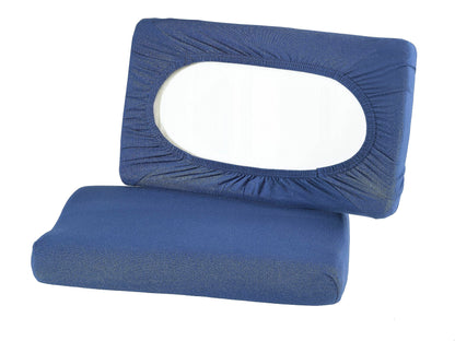BaSaTex Bio Pillowcases 2 Pack for Neck Pillows and Health Pillows | 97% GOTS-Certified Cotton + 3% Elastane | approx. 45-60 x 30-40 cm – 20 cm border | Navy