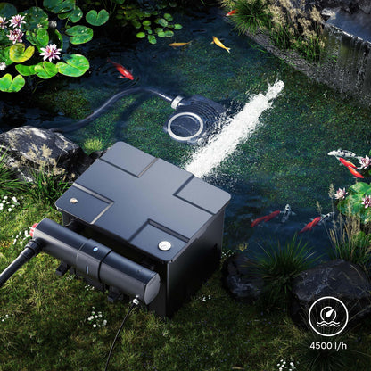 SunSun CUV-224 Pond Clarifier 4500 l/h / 24 W UVC, pre-clarifier for pond filter & pump, water clarifier with UV lamp, light filter for algae control.