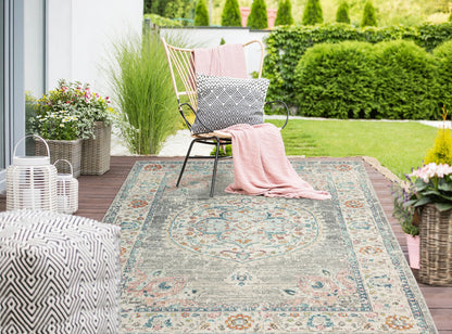 The Palma carpet - versatile indoor & outdoor rug, modern design, living room, weatherproof & UV resistant, durable and easy to clean, balcony, conservatory, Grey-Orient, 140 x 200 cm.