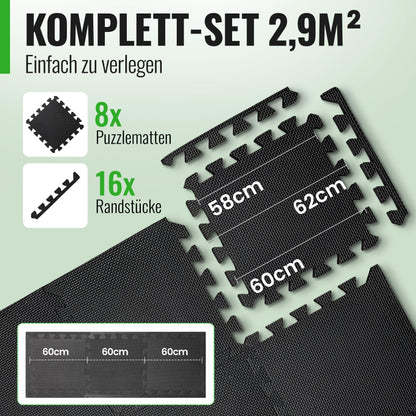AthleticPro Floor Protector Fitness [60x60cm] - 8 extra thick floor mats [20% more protection] - non-slip protective mats for gym & fitness equipment
