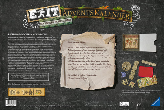 Ravensburger 18956 - EXIT Advent Calendar - The Hidden Maya Temple - 24 puzzles for EXIT fans aged 10 and up