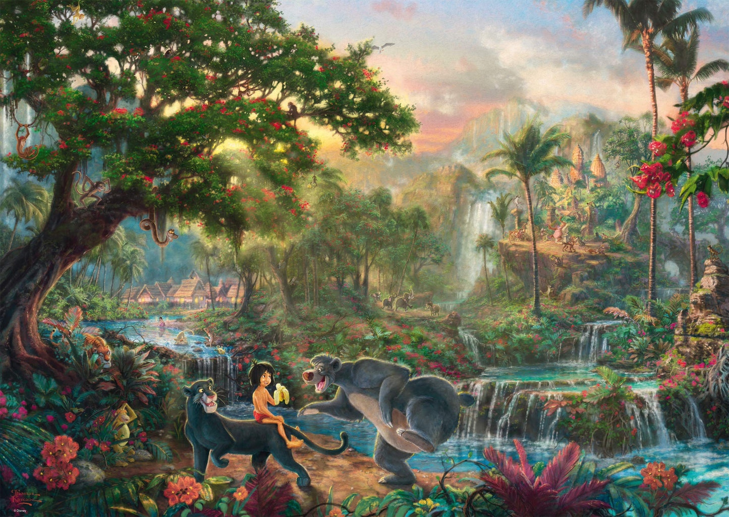Schmidt Spiele 59673 Thomas Kinkade, Disney, Lion King, 1,000 Piece Puzzle & 59473 Thomas Kinkade 59473-Thomas, Disney Jungle Book, Puzzle, 1,000 Pieces, Colorful