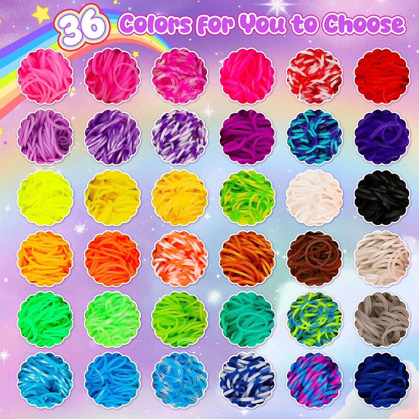 10000+ loom bands set, 2 layer colorful rubber bands kit for bracelets, DIY elastic loom bands kids bracelet making with beads hook charms storage box for beginner boys girls gift