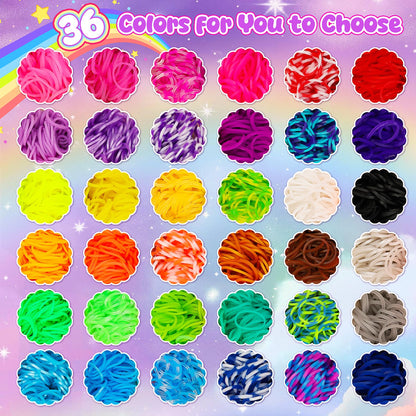 10000+ loom bands set, 2 layer colorful rubber bands kit for bracelets, DIY elastic loom bands kids bracelet making with beads hook charms storage box for beginner boys girls gift