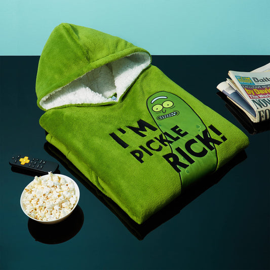 RICK AND MORTY hoodie, Oversized fleece hoodie blanket with sleeves for men and teenagers - Gifts for fans (Green Long)