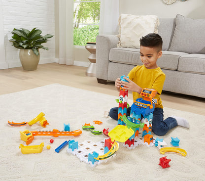 VTech Marble Rush - Racing Set M200 E - Interactive marble run set with lights and sounds, exciting track elements, building options, and path configurations - For kids aged 4-12.