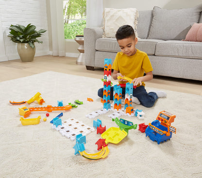 VTech Marble Rush - Racing Set M200 E - Interactive marble run set with lights and sounds, exciting track elements, building options, and path configurations - For kids aged 4-12.