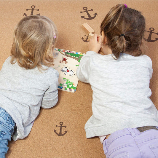 Secoroco cork play mat. Non-toxic crawling mat for babies and kids. Anchor design, 160x110 cm.
