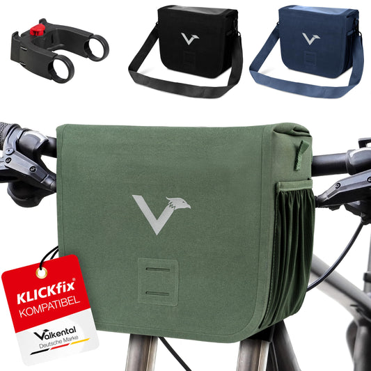 Valkental® x KLICKfix® - waterproof handlebar bag | 7L volume | Sturdy bike handlebar bag with magnetic closure | Includes phone pocket | Bike handlebar bag | E-bike handlebar bag | Compatible with KLICKfix