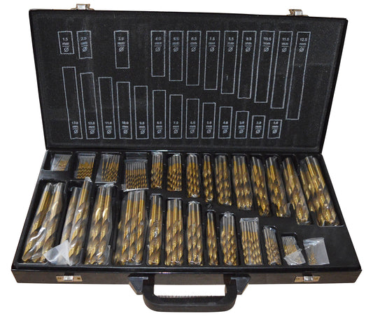 230 piece drill set TITAN HSS TiN metal drill bits 1-13 mm assortment drill case