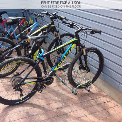 VOUNOT bike stand for 4 bikes, can be mounted on the floor or wall, multipurpose stand for multiple bikes, silver.