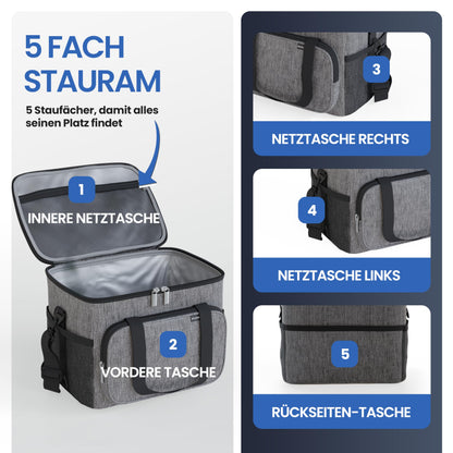 HERO-WORK Cooler Bag Large foldable - Insulated cooler box thermal bag leak-proof & waterproof - Picnic lunch bag, breakfast bag, thermal bag, insulated bag