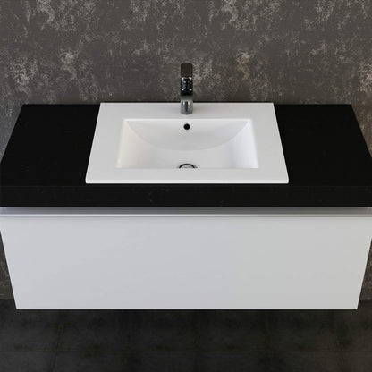 VILSTEIN® Ceramic Washbasin Square [60CM] - Countertop & Inset Washbasin for Bathroom & Guest WC - Inset Washbasin for Bathrooms - Washbasin Insert - Hand Washbasin for Vanity - Bathroom Sink