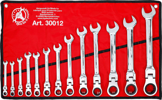 BGS Do it yourself ratcheting wrench set, flexible heads, sizes 8 - 32 30012