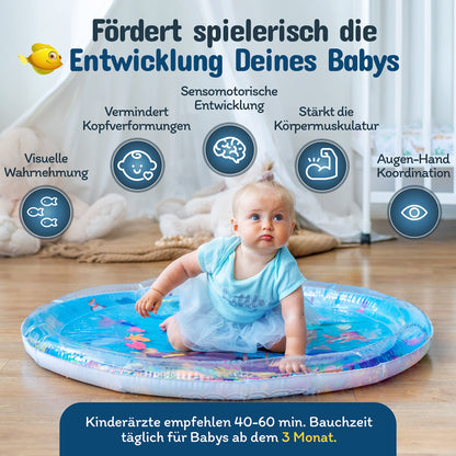 NouBaby® Water Mat Baby BPA Free XXL I Baby Mat and Toy for 3, 6, and 9 Months I Water Play Mat Baby, Aqua Mat Baby as Baby Water Mat, Tummy Time Toy Baby and Baby Mat Water