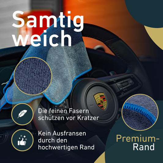 Aurum-Performance® 6er Set Car Microfiber Cloths 400GSM - Car Care Polishing Cloth lint-free & Extreme Absorbency - All-round Vehicle Microfiber Cloth gentle on paint