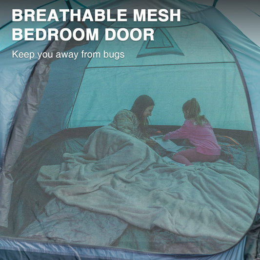 Portal tent for 3-4 people camping, waterproof with 4000mm dome tent and vestibule. Family tent, festival tent for camping, travel, garden.