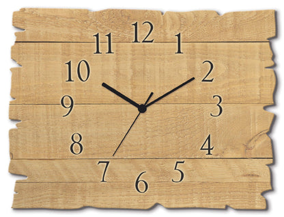 ARTLAND wall decoration wall clock without ticking noises made of wood quartz clock silent 40x30 cm rectangular pattern rustic country style light brown U1UM