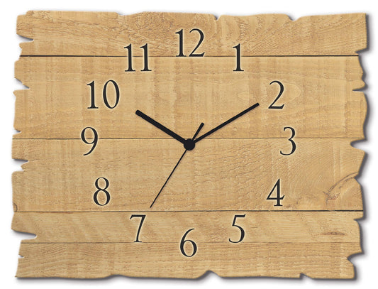ARTLAND wall decoration wall clock without ticking noises made of wood quartz clock silent 40x30 cm rectangular pattern rustic country style light brown U1UM