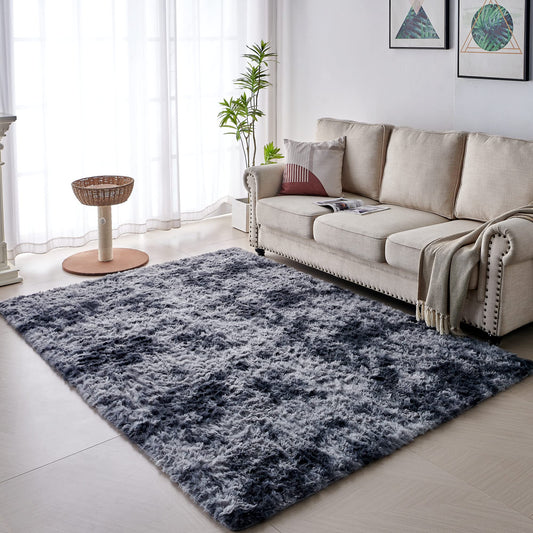 VOFUSHON Living Room High Pile Carpet, Shaggy Hallway Runner Modern Fluffy Soft Rug Large for Living Room Decor/Bedroom/Kids Room (80 x 150 cm, Dark Gray)