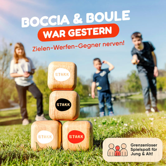 STAKK | The new outdoor throwing game for kids & adults | Bocce-boule with a modern twist | Exciting garden and beach game for young & old | Invented in Germany
